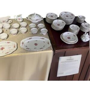 EUC Haviland Chippendale Rose 92 Pcs Platters Gravy Plates Bowls Creamer Sugar